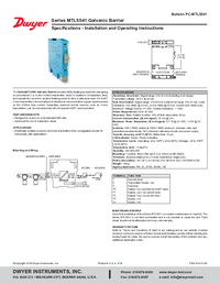 Thumbnail of document Manual - MTL5541 Galvanic barrier